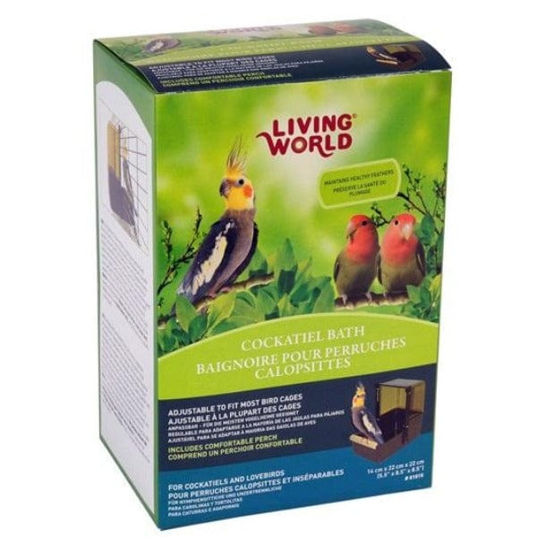 Living World Cockatiel Bird Bath - Small Pet Bathing Dish for Cockatiels & Parakeets - Perfect for Cage Cleaning & Bird Grooming