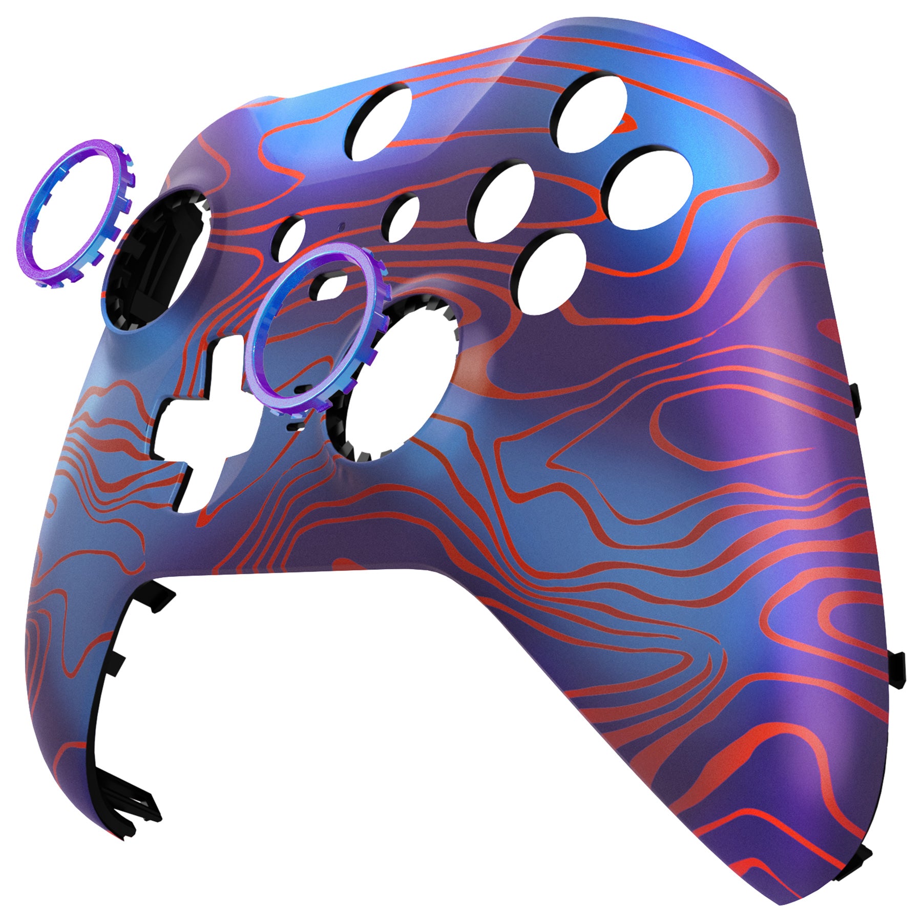 eXtremeRate Damascus Camo Replacement Front Housing Shell Case with Thumbstick Accent Rings for Xbox One Elite Series 2 Controller Model 1797 (ELT157) - Customize Your Gaming Experience for Enhanced Performance and Style