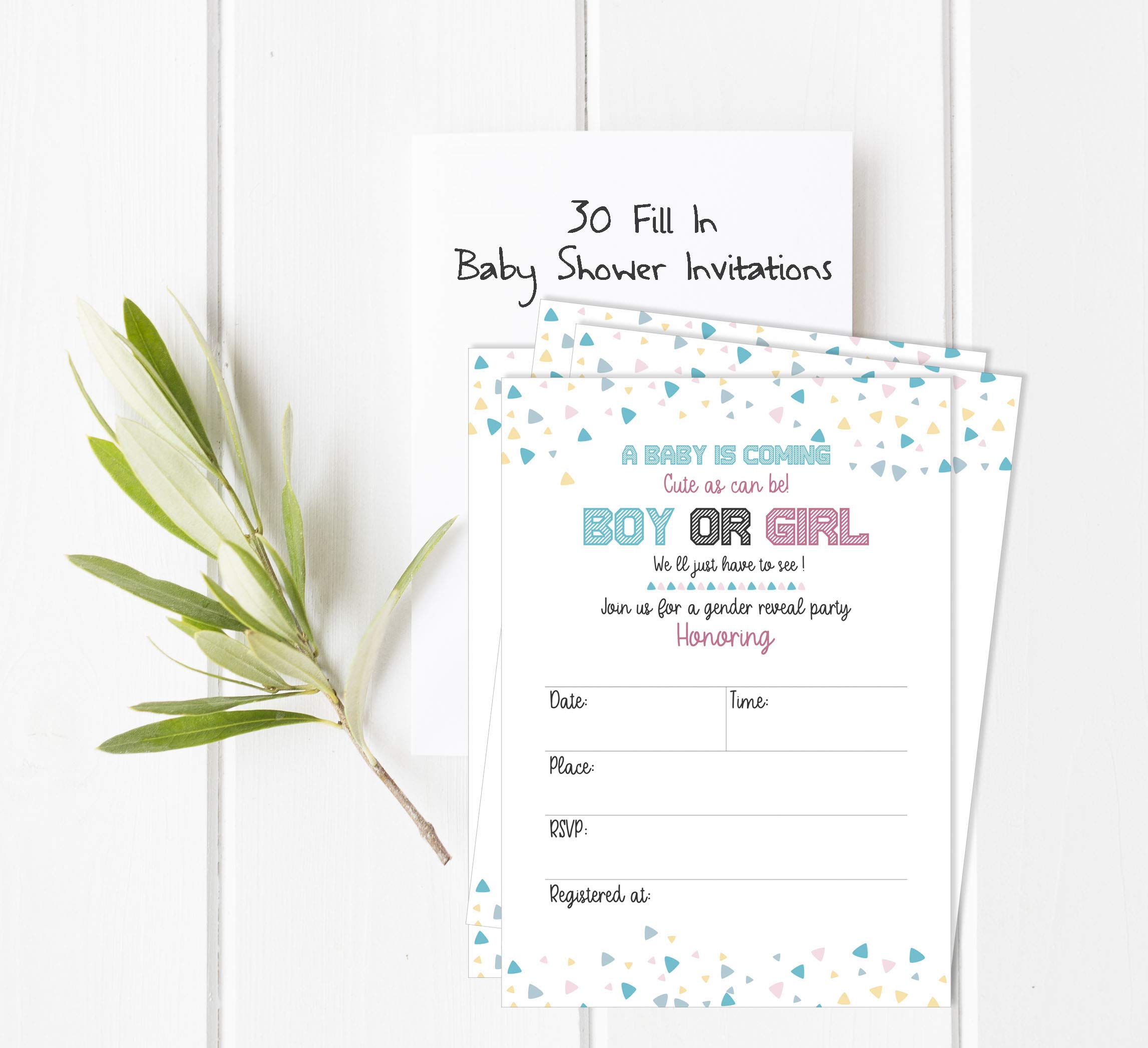 30 Fill-in Baby Shower Invitation Cards - Gender Reveal (It's a Boy/It's a Girl) Blank Invites for Gender Reveal Party & Baby Shower Celebrations