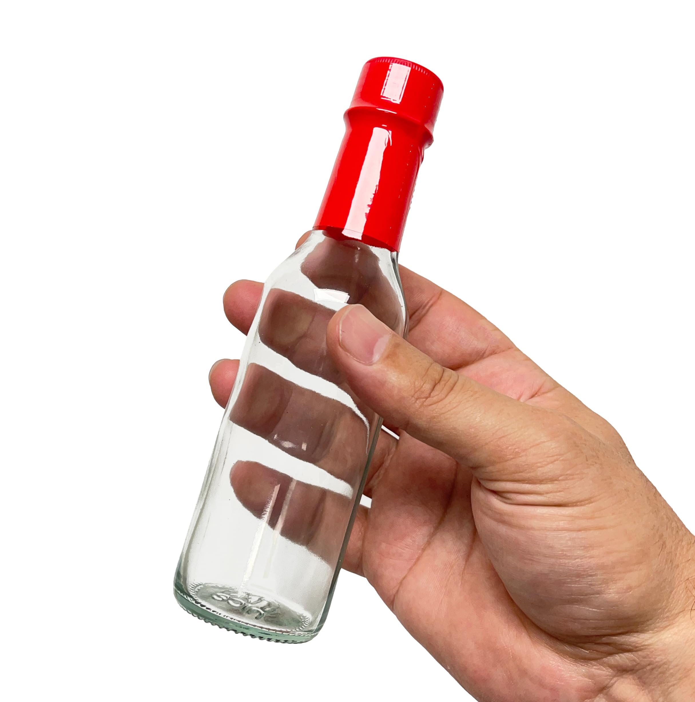 Hot Sauce Bottles with Red Caps & Shrink Bands - 5 Oz Glass Bottles (Pack of 12) - Perfect for Homemade Hot Sauce, BBQ Sauces & Craft Beverages