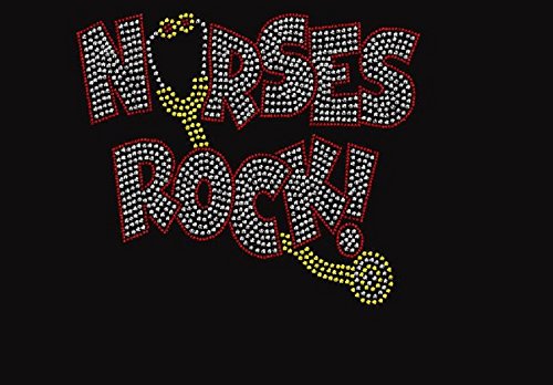 Nurses Rock Rhinestone Iron-On Transfer - Sparkling DIY Decal for Scrubs, T-Shirts & Gifts | Perfect for Nursing Students, Graduation & Appreciation Gifts