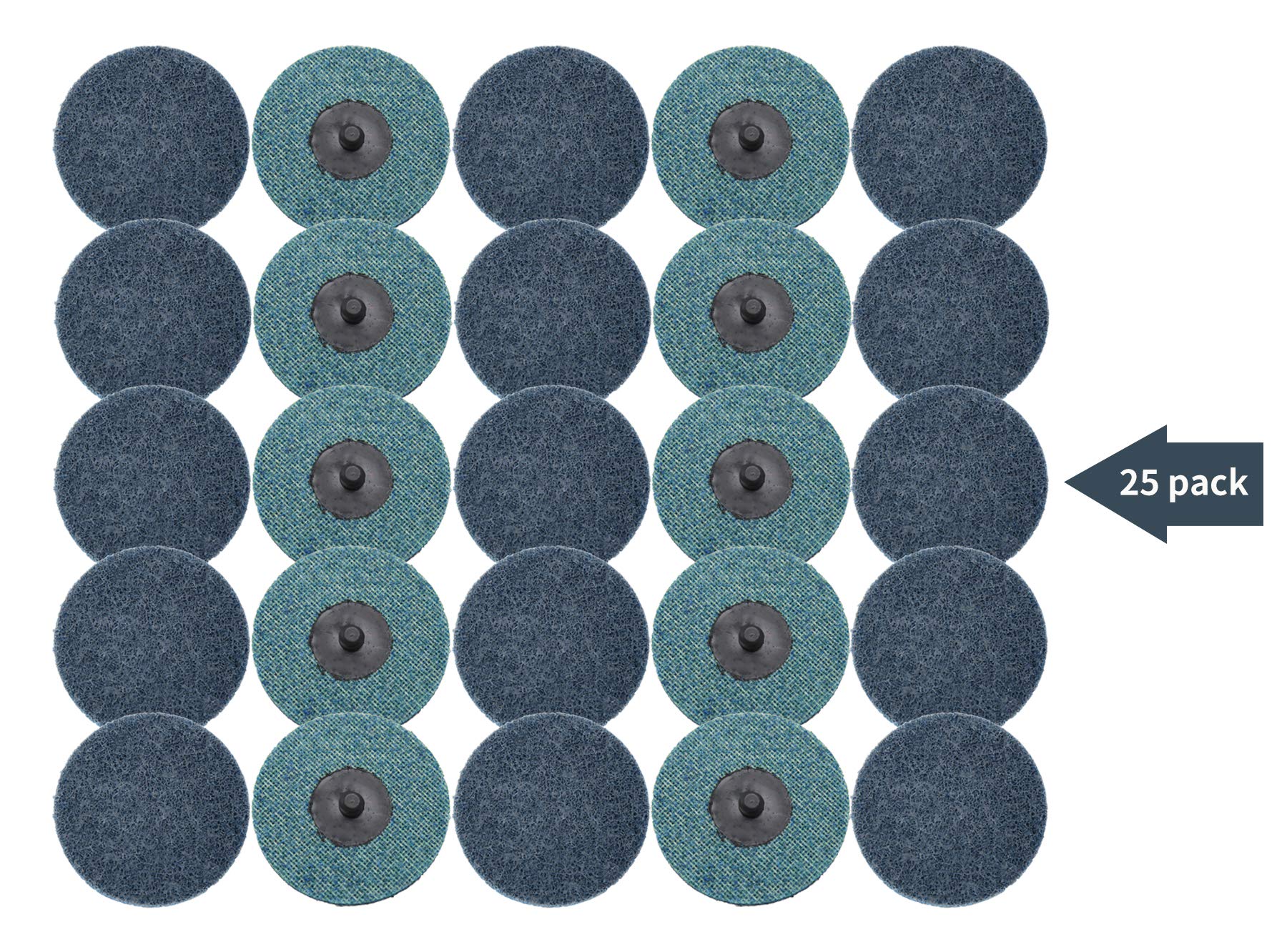 3 Inch Quick Change Sanding Discs 25 Pack - Fine Grit Surface Conditioning Discs for Die Grinder (Blue, Fine) - Perfect for Metal Polishing, Wood Sanding & Automotive Surface Prep