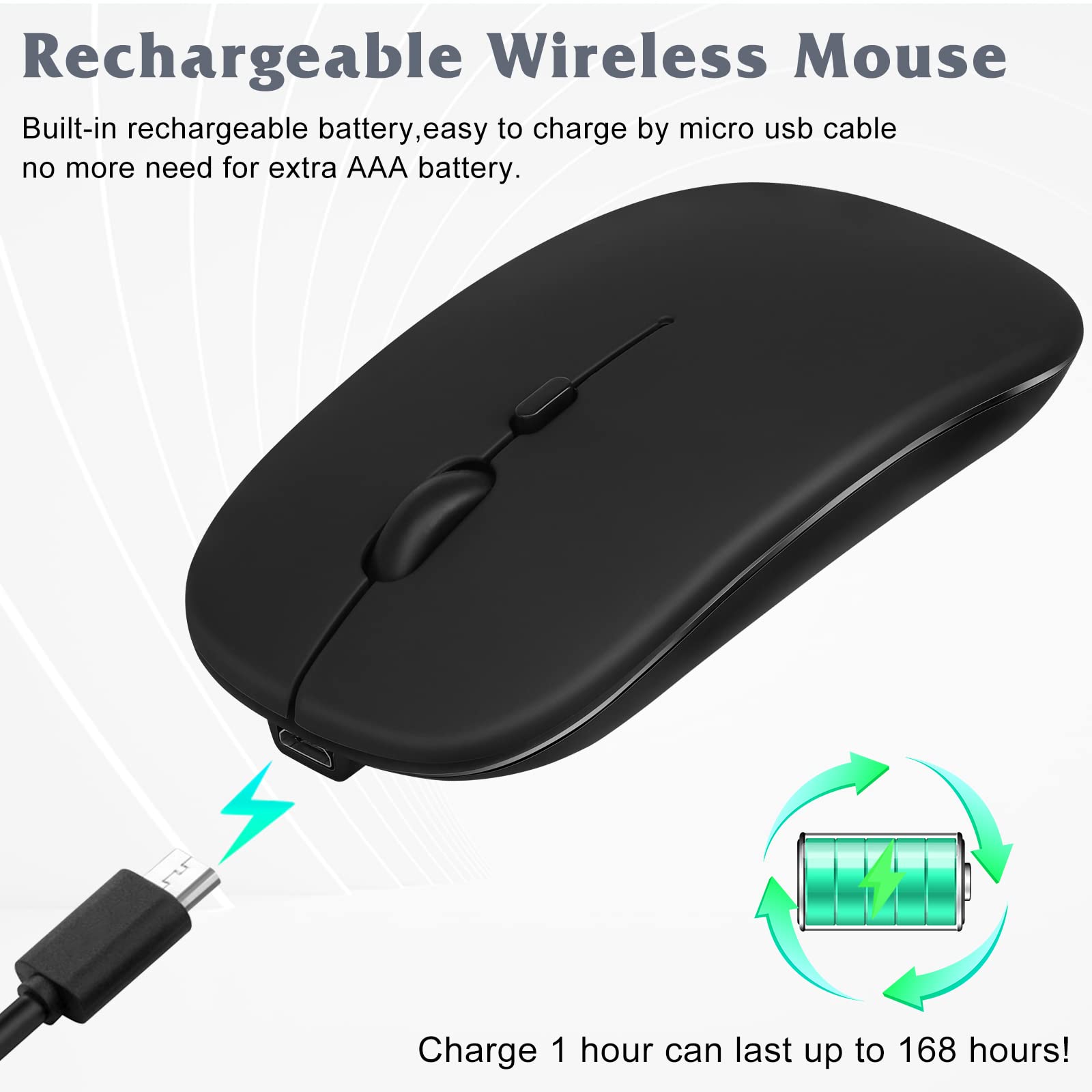 Rechargeable Bluetooth Keyboard and Mouse Combo - Ultra Slim Wireless Keyboard with Ergonomic Mouse for Mac, iPad, Tablet, PC, Smartphone - Compatible with Snapdragon Insiders & Bluetooth Devices (Shadow Grey/Black) - Perfect for Office Work, Home Use, and Travel