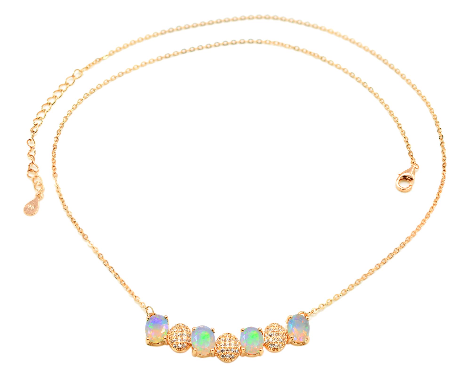 Natural Ethiopian Cut Opal Jewelry Set - 925 Sterling Silver Adjustable Necklace, Bracelet, Ring & Earrings for Women | October Birthstone Gift for Wife, Mother, Girlfriend | Perfect for Birthday, Anniversary, Wedding & Special Occasions