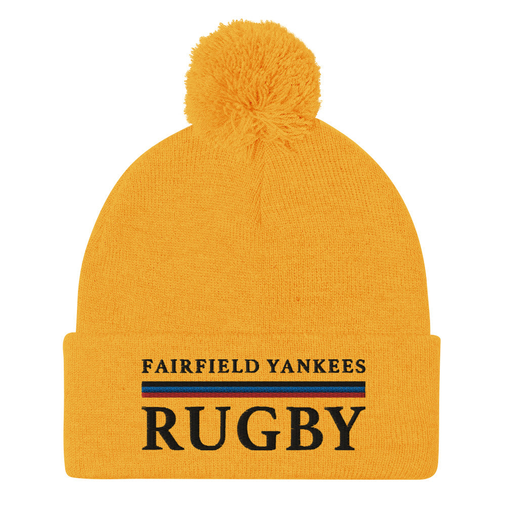 Fairfield Yankees RFC Pom Beanie - Winter Knit Hat for Men & Women - Cozy & Warm Team Logo Beanie for Football Fans - Perfect for Cold Weather, Outdoor Sports & Game Day