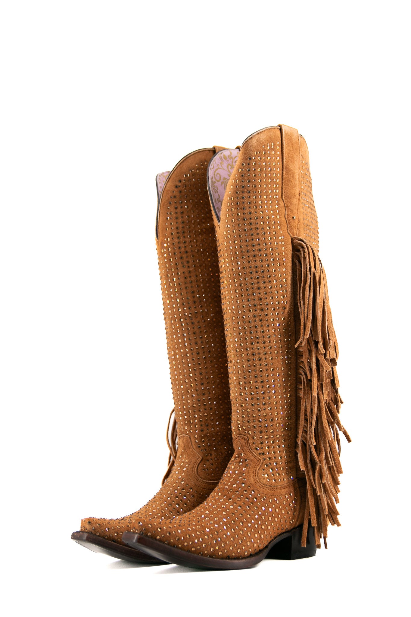 Vegas Sparkles Rhinestone Fringe Cowgirl Boots - Western Tall Snip Toe Boots for Women | Perfect for Country Concerts, Line Dancing & Rodeo Events