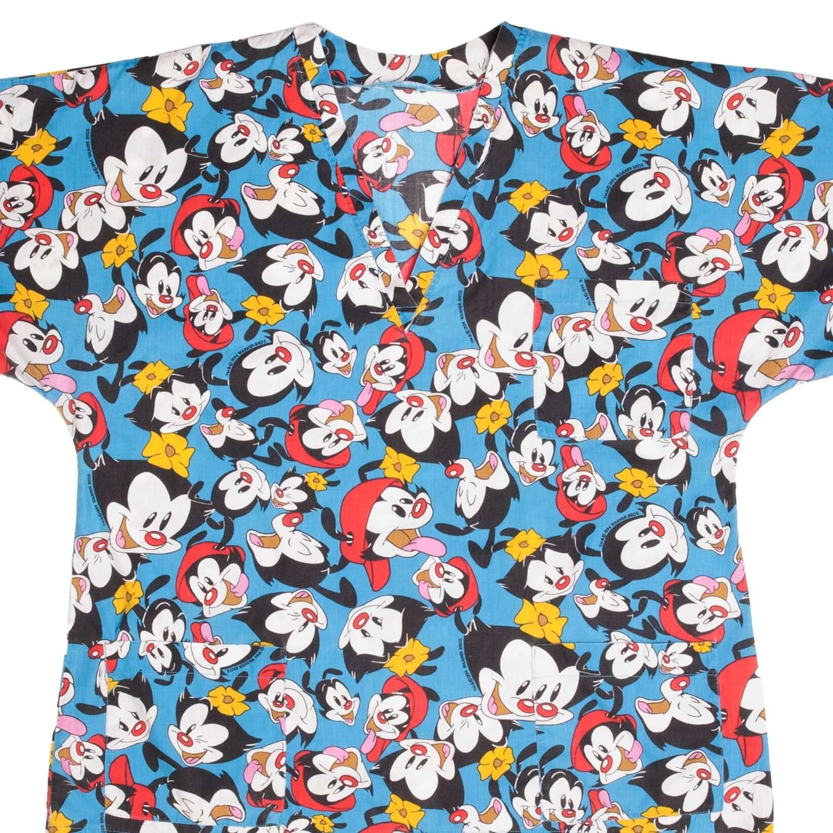 Vintage Animaniacs Warner Bros Medical Scrub Top V-Neck 1994 Size XL - Perfect for Cosplay, Halloween Costumes & 90s Cartoon Fans