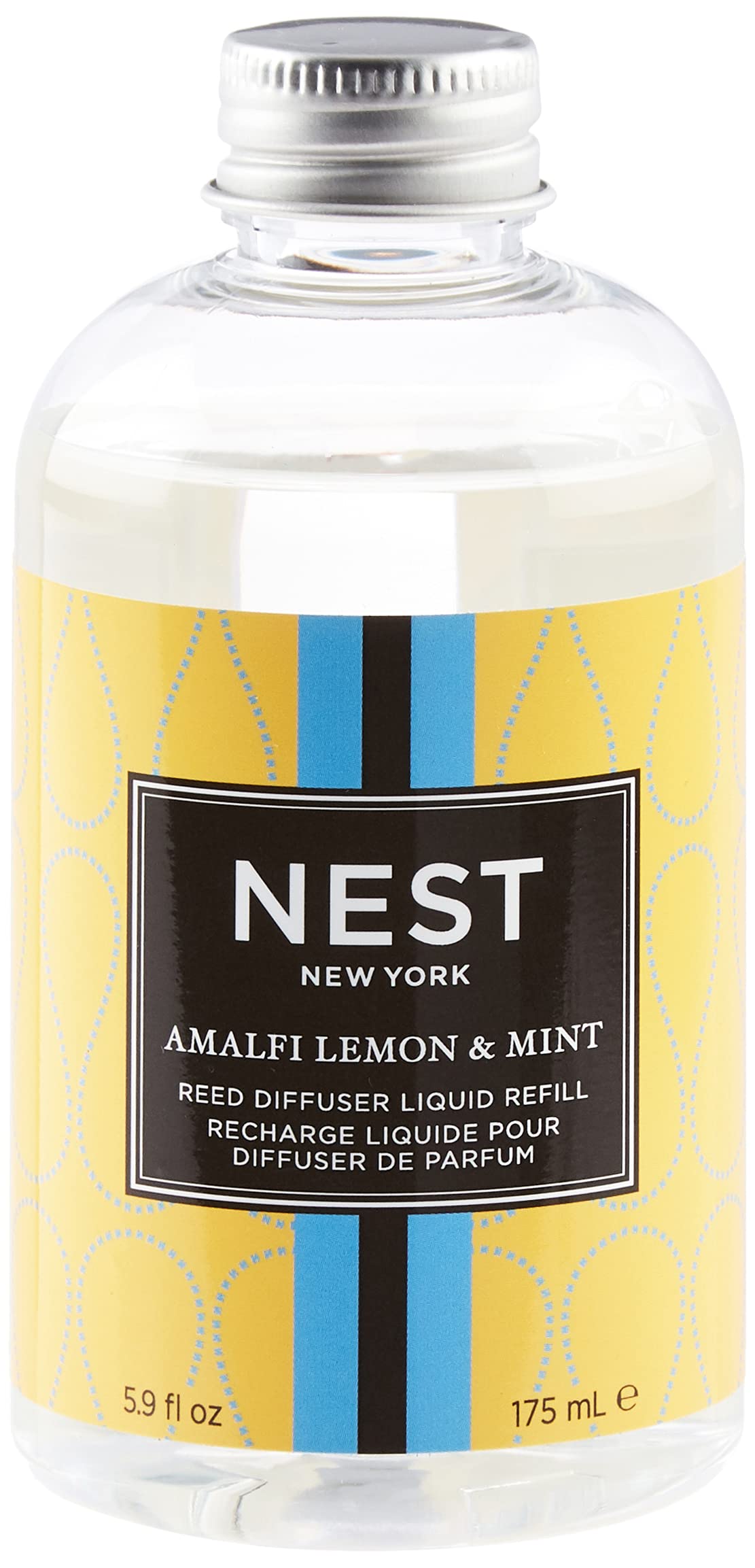 NEST New York Amalfi Lemon & Mint Reed Diffuser Refill - 5.9 fl oz Long-Lasting Essential Oil Aromatherapy - 90 Days Fragrance for Home, Office, Bedroom & Bathroom - Flame Free Air Freshener