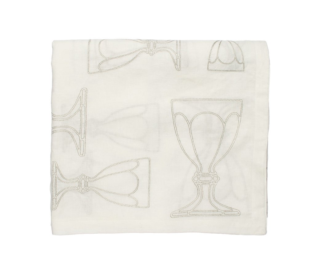 Elegant White & Silver Harcourt Tablecloth - Premium Dining Decor for Weddings, Parties & Holiday Gatherings
