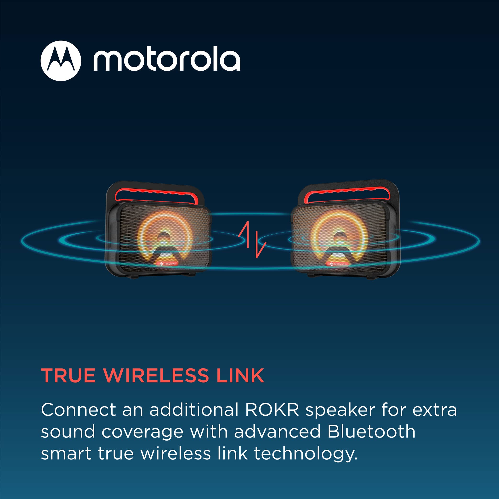Motorola ROKR 810 40W Portable Bluetooth Speaker with Built-in Subwoofer, IPX4 Waterproof, LED Lights & Mic - Wireless Speaker for Smartphones, Parties, Outdoor & Home Use - Crystal Clear Bass Sound