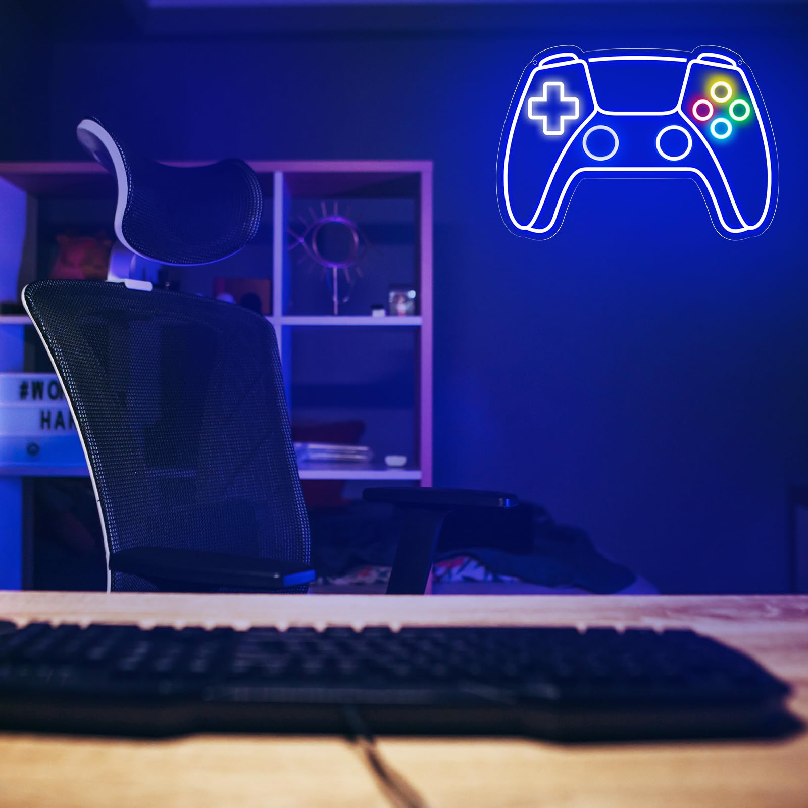 Gamer Neon Sign - USB Powered LED Gamepad Shaped Light for Gaming Room Decor | Cool Wall Art for Teen Boys & Kids Bedroom | Perfect Gaming Gift for Birthday & Christmas | Enhance Your Esports Setup & Streamer Background