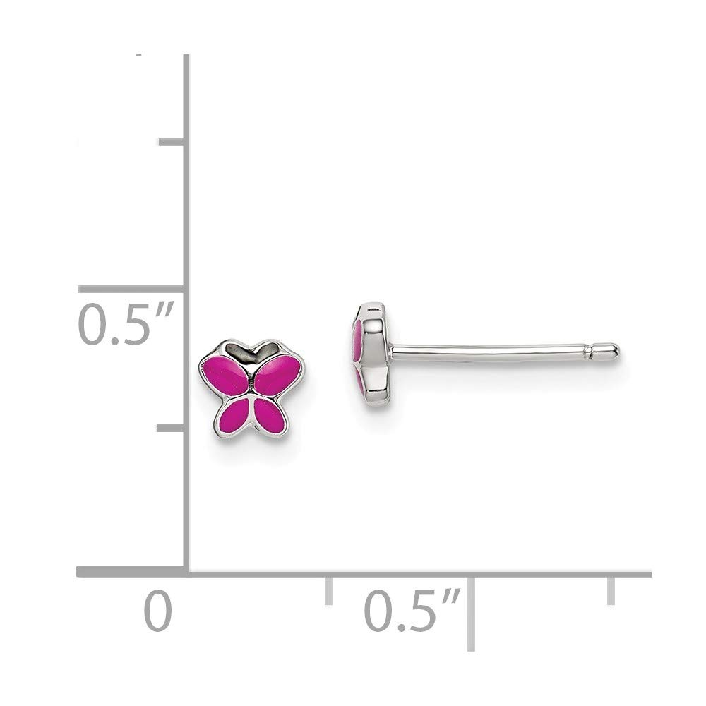 Elegant Sterling Silver Enameled Pink & Black Butterfly Stud Earrings for Women | Hypoallergenic Fashion Jewelry | Perfect for Parties, Weddings & Everyday Wear