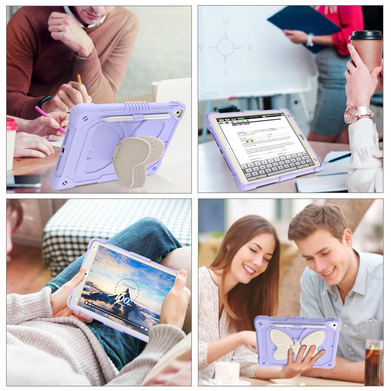 GUAGUA Shockproof Protective Case for iPad 9th/8th/7th Gen & iPad 10.2 (2021/2020/2019) - 2-in-1 Kickstand Design with Pencil Holder, Also Compatible with iPad Air 3 10.5
