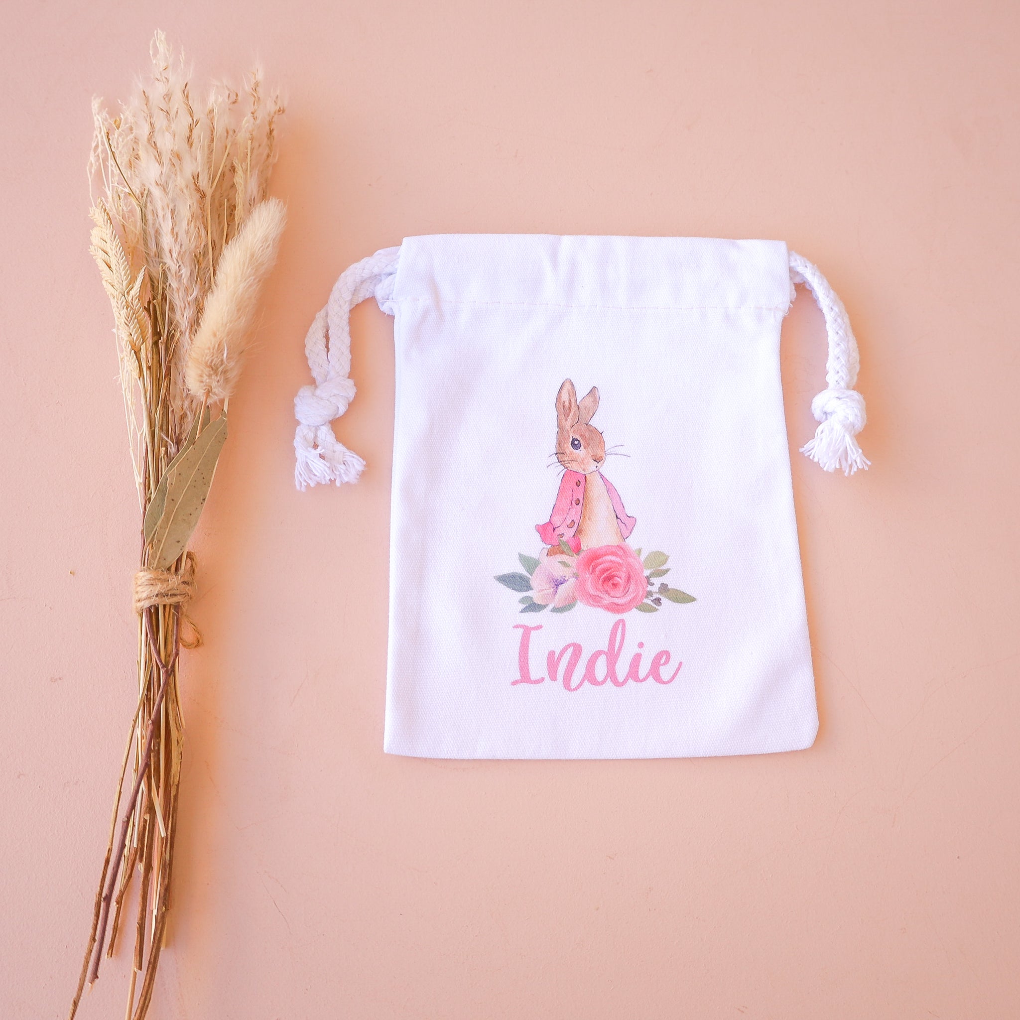 Mini Easter Egg Bag - Peter Rabbit Themed Pink Gift Pouch for Easter Egg Hunts, Party Favors & Spring Celebrations
