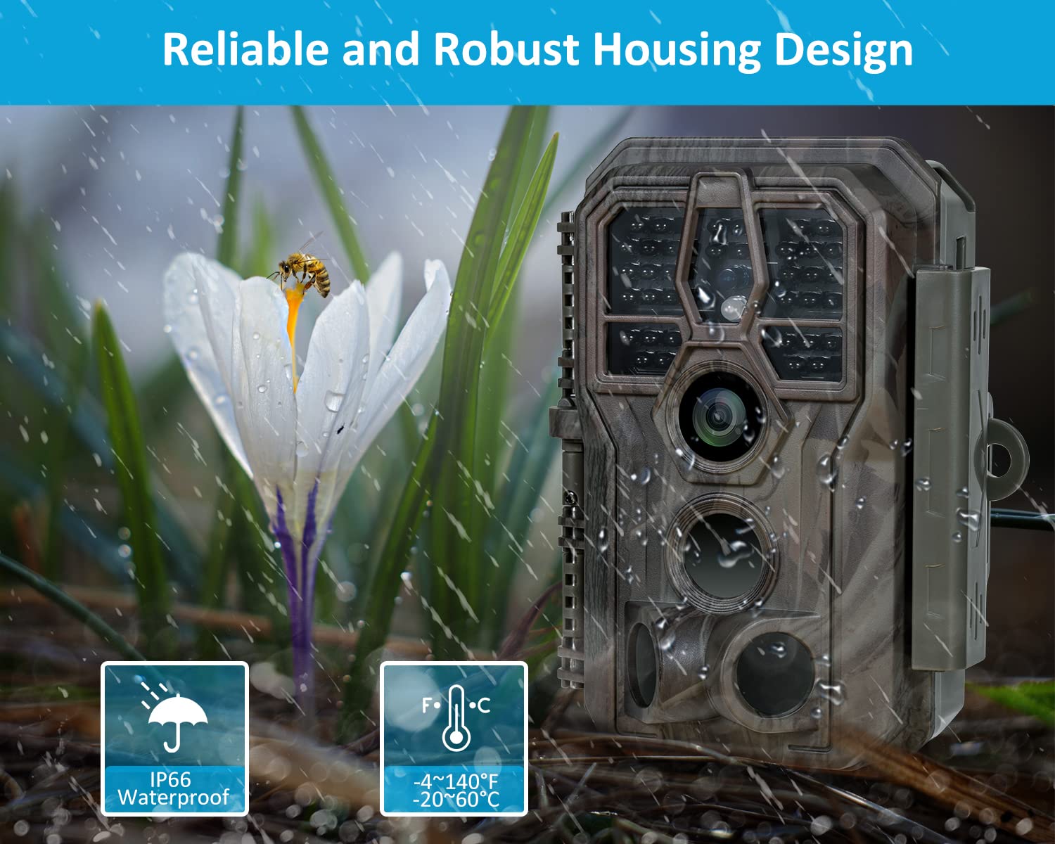 GardePro E5S Trail Camera - 64MP 1296p HD Game Camera with 100ft Night Vision, Motion Activated, Waterproof for Deer Hunting & Wildlife Monitoring | Perfect for Outdoor Adventures, Backyard Surveillance, and Nature Photography