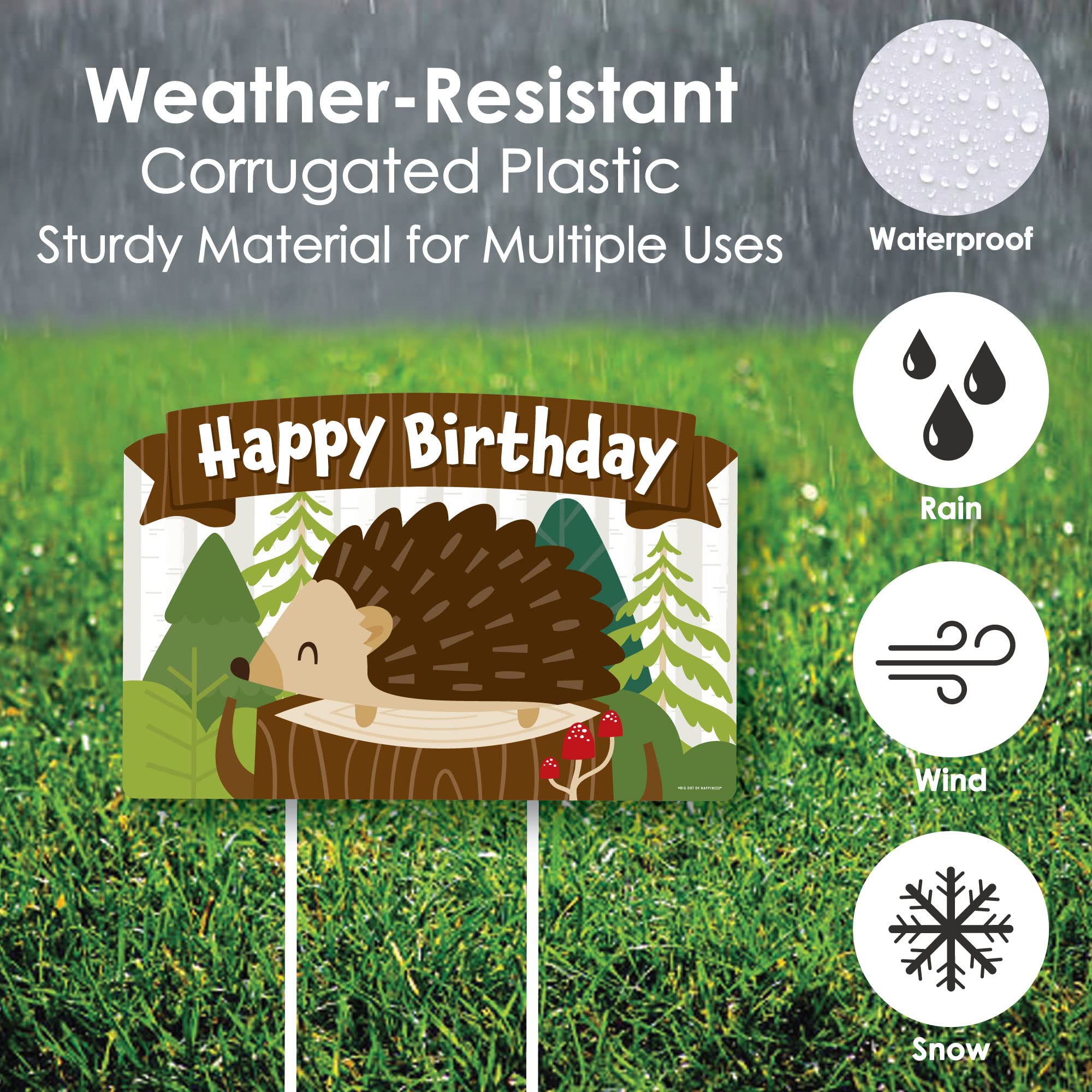 Big Dot of Happiness Forest Hedgehogs Woodland Birthday Party Decorations - Happy Birthday Yard Signs for Outdoor Lawn & Garden - Perfect for Kids Birthday Parties, Baby Showers & Outdoor Celebrations