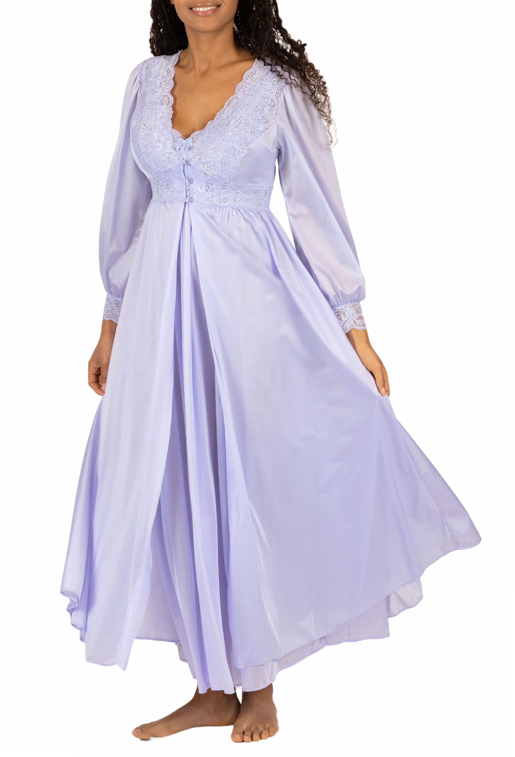 Shadowline Women's Nightgown & Robe Peignoir Set - Silhouette Nylon Sleepwear for Comfort & Elegance - Perfect for Bedtime, Bridal Shower, and Spa Relaxation