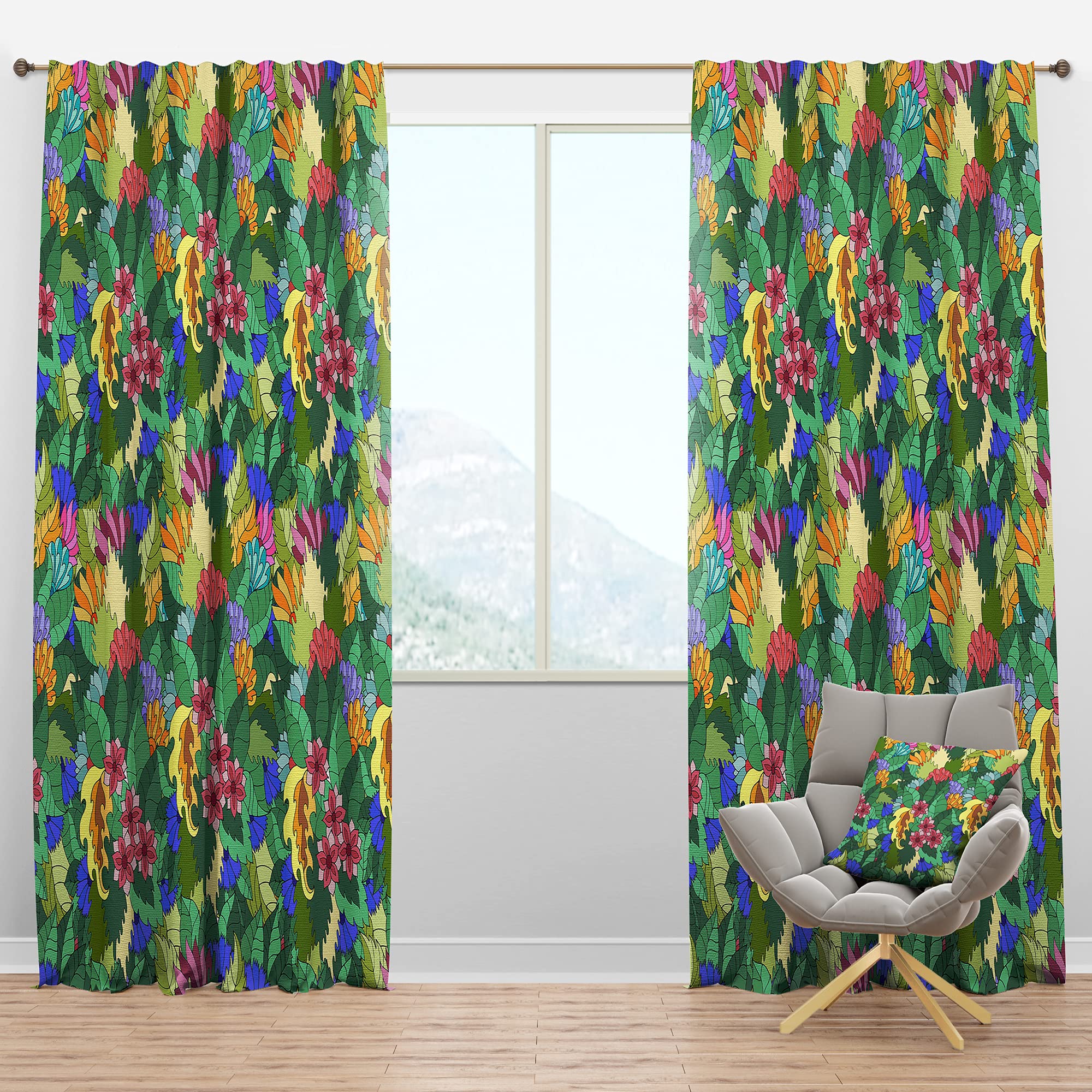 DesignQ Blackout Curtains with Abstract Floral Pattern - Thermal Insulated Room Darkening Window Drapes for Bedroom & Living Room (52x90, Single Panel) - Perfect for Home Decor, Light Blocking & Energy Saving