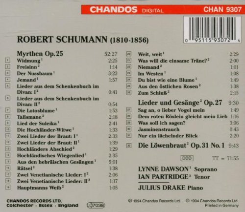 Schumann - Myrthen, Lieder und Gesänge, Die Löwenbraut | Classical Music CD by Dawson, Partridge & Drake | Perfect for Romantic Evenings & Classical Music Lovers