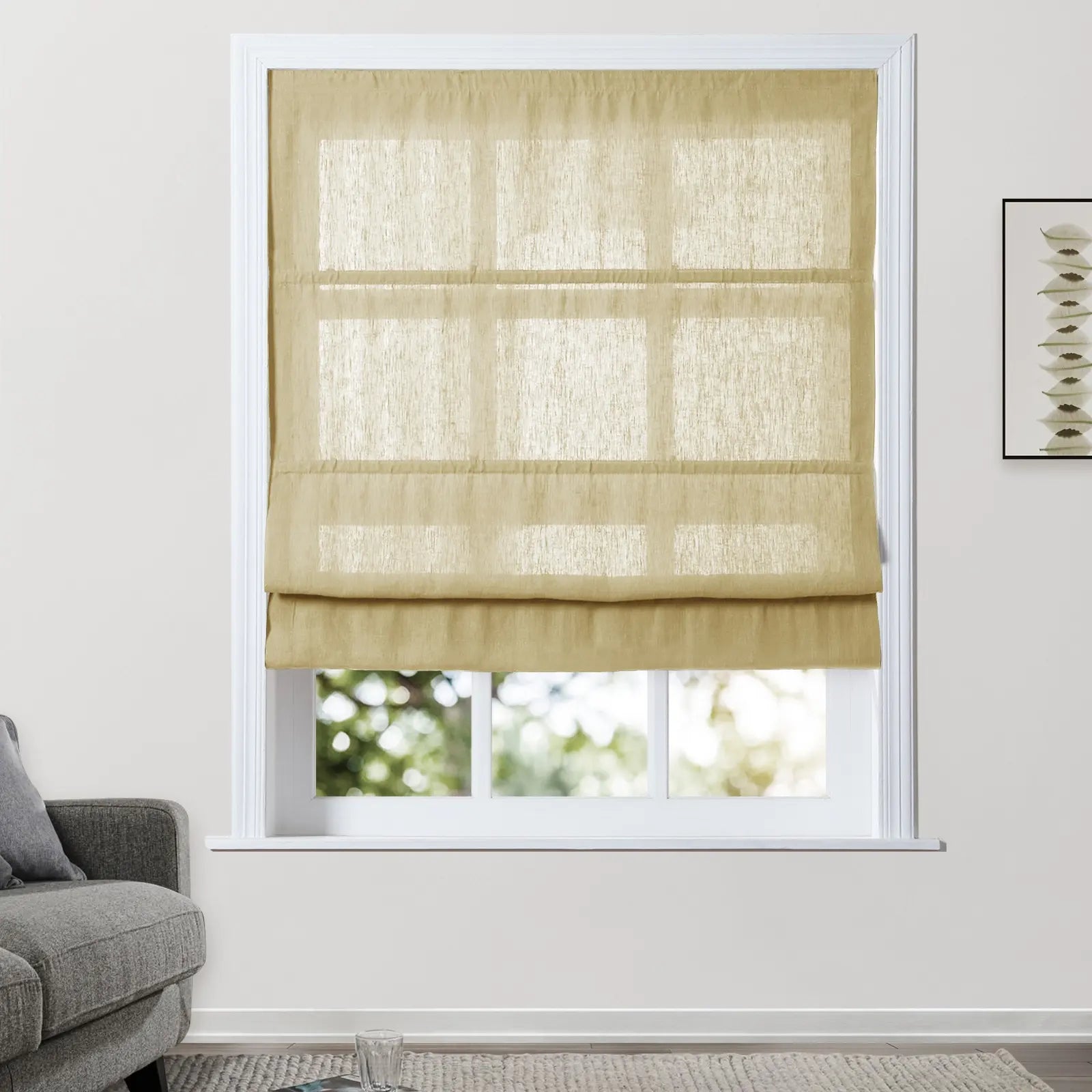 Premium Belgian Linen Cordless Roman Shades - Blackout Window Treatments for Bedroom & Living Room - Plus Size Custom Window Coverings