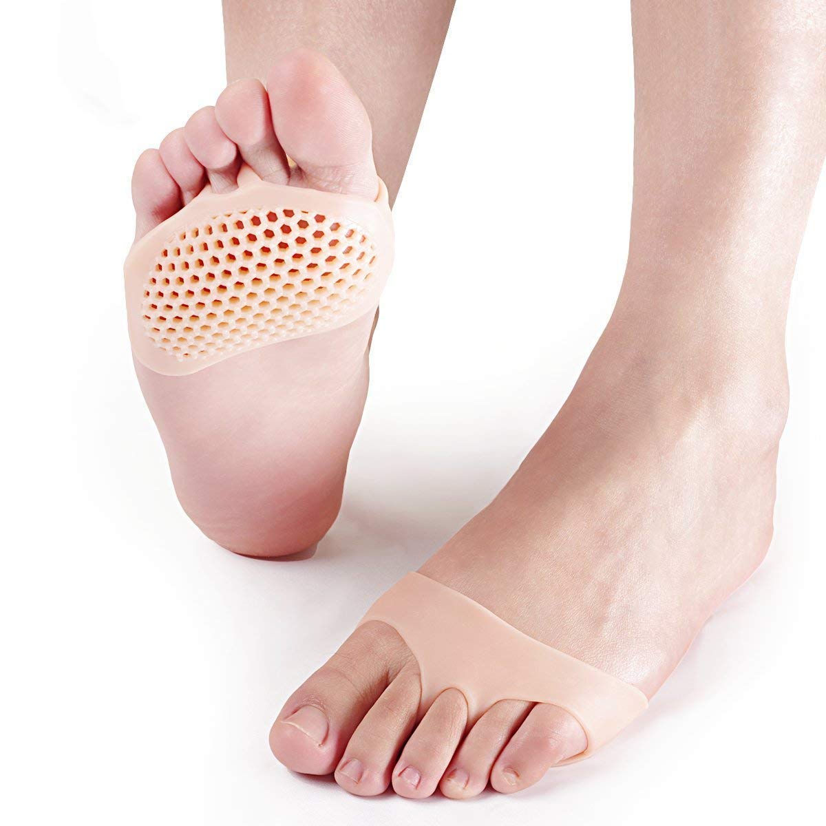 STARBURST Silicone Gel Half Toe Sleeves - Anti-Skid Forefoot Pads for Pain Relief, Soft Heel Protector & Gel Socks for Dry Cracked Feet Repair - Ideal for Running, Hiking & Everyday Comfort