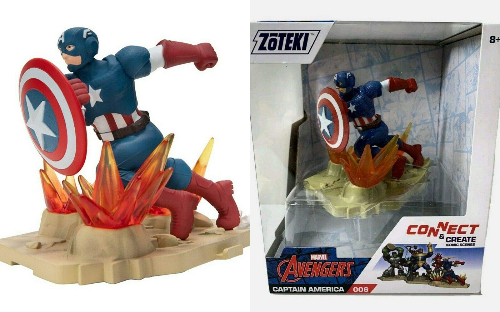 2020 Jazwares Zoteki Captain America Marvel Diorama Action Figure - New & Sealed - Perfect for Marvel Collectors, Display & Gifts