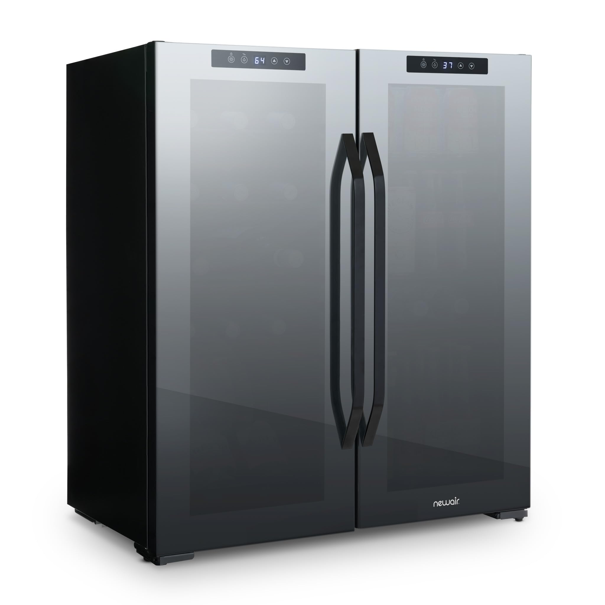 NewAir 27 Inch 18 Bottle 59 Can Dual Zone Wine & Beverage Cooler Refrigerator - Stainless Steel Drink Fridge with Double-Layer Tempered Glass Door - Perfect for Home Bar, Kitchen, Office or Party Use