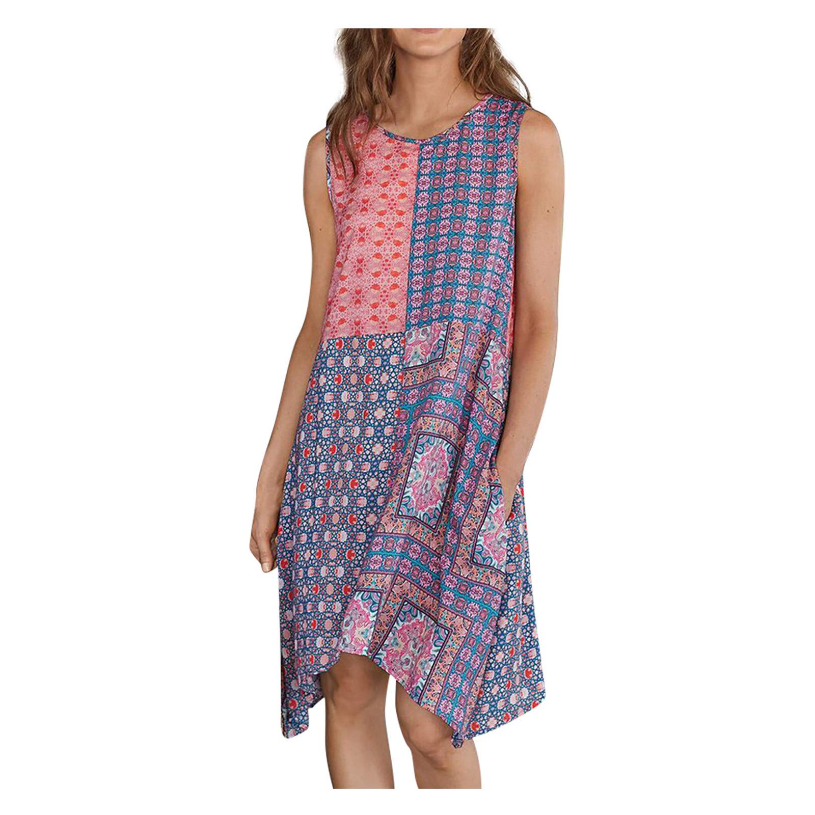 Bohemian Floral Print Midi Dress for Women - Loose Fit Summer & Fall Fashion Dress with Graphic Design | Perfect for Beach Vacations, Date Nights and Casual Outings