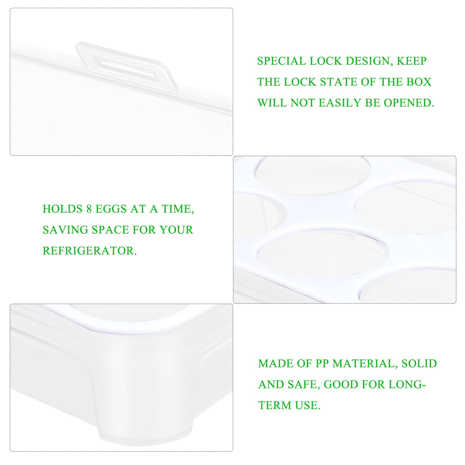 Angoily 8-Compartment Egg Storage Container with Lid - White Fridge Organizer for Eggs, Deviled Egg Tray & Refrigerator Food Drawer | Perfect for Kitchen Organization, Camping & Travel