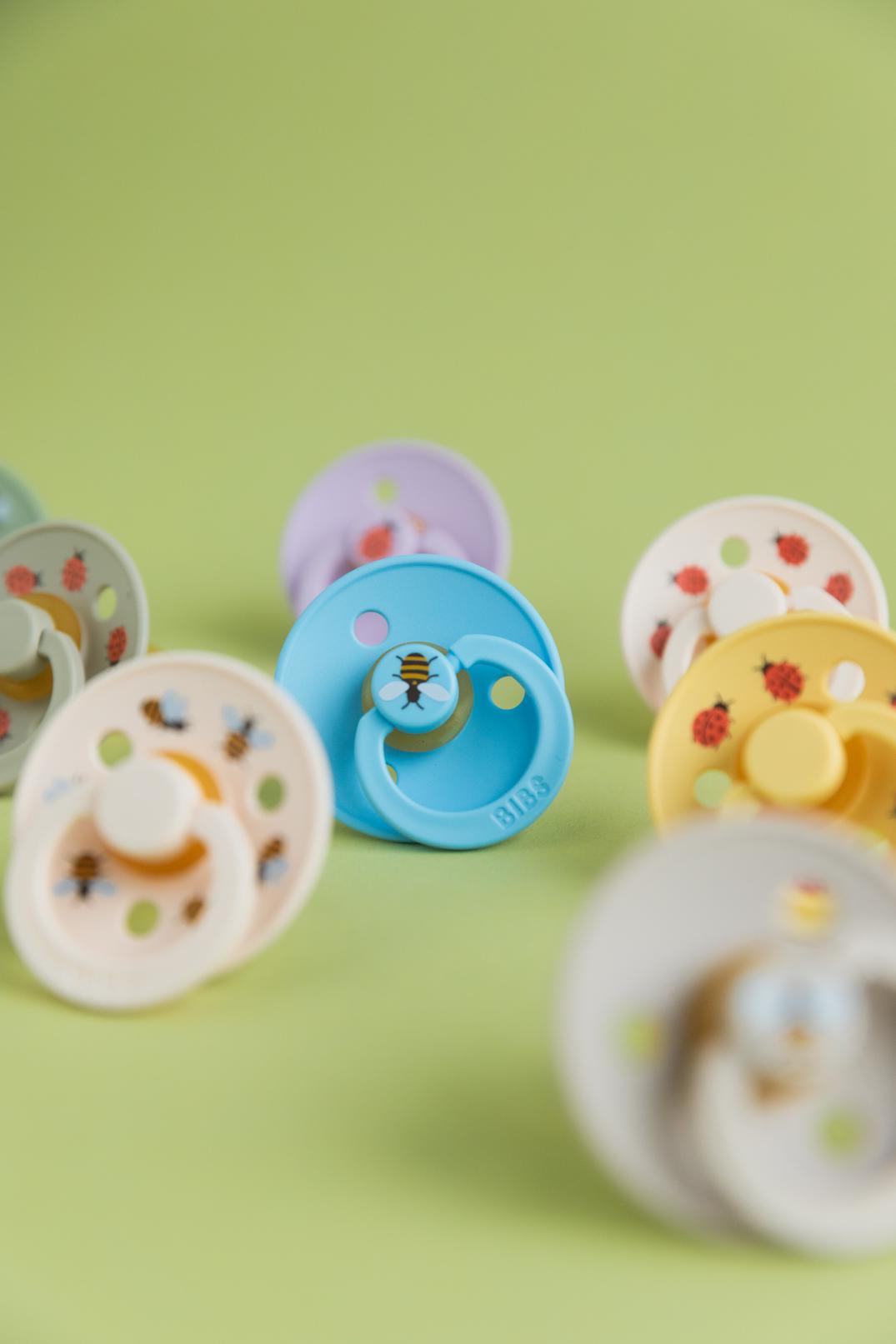 BIBS Size 3 Latex Pacifiers - Twin Pack (Urban Garden Design) - Soothing Baby Teething Relief for Daycare & Travel