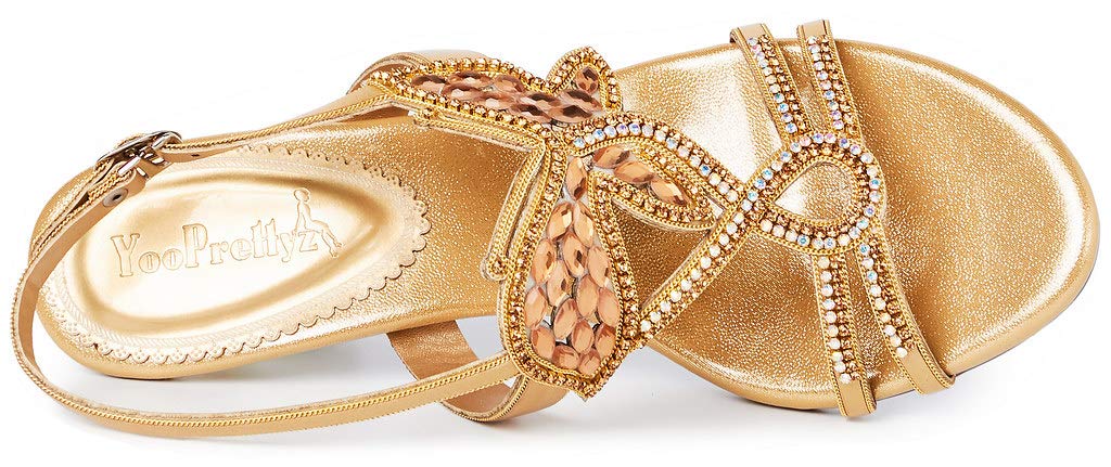 YooPrettyz Women's Embellished Stud Butterfly Evening Heels - Elegant Dress Party Bridal Sandals for Weddings, Prom & Special Occasions