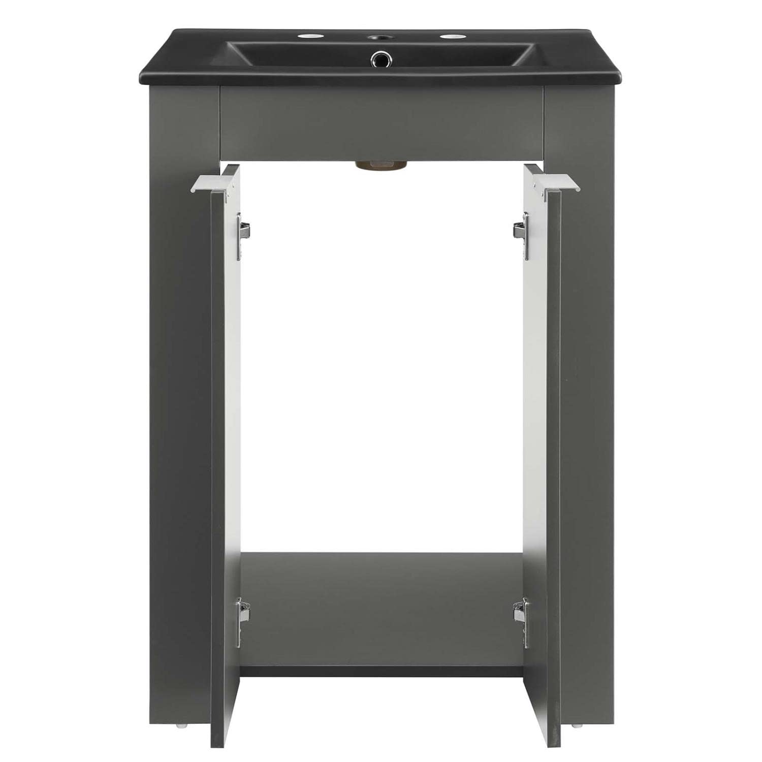 Modway Maybelle 24-Inch Bathroom Vanity with Sink in Gray Black - Modern Space-Saving Design for Small Bathrooms & Powder Rooms