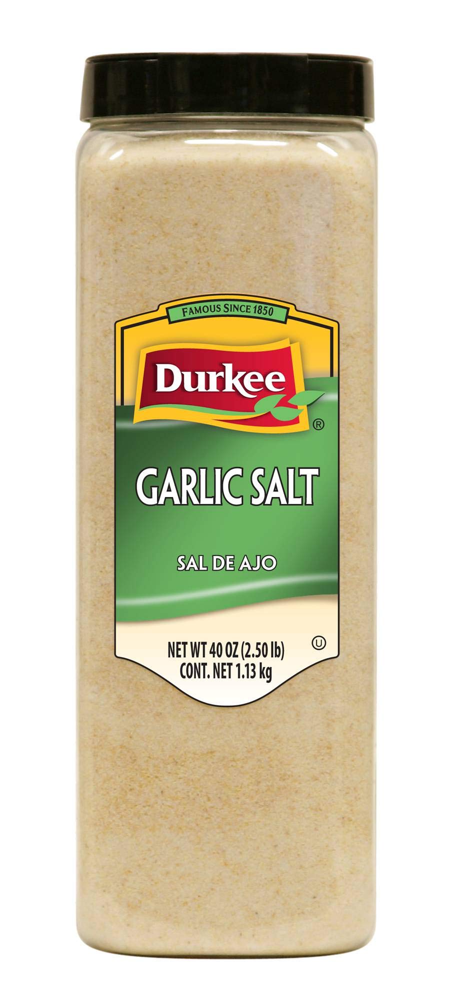Durkee Garlic Salt - 40 oz Bulk Container (6 Pack) | All-Purpose Seasoning for Cooking, Grilling & Baking | Restaurant & Home Kitchen Essential
