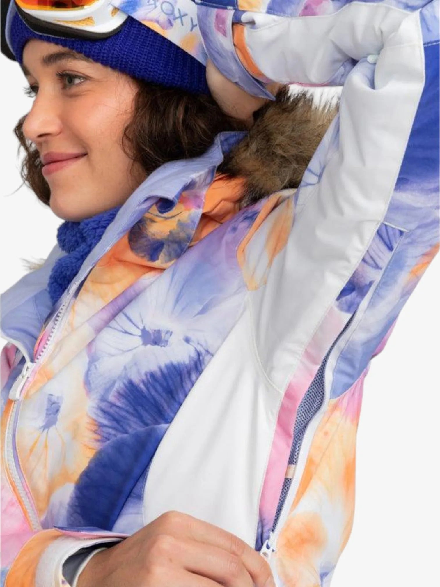 Roxy Women's Jet Ski Snow Jacket - Waterproof Winter Coat for Skiing & Snowboarding - Purple & White Camouflage Design