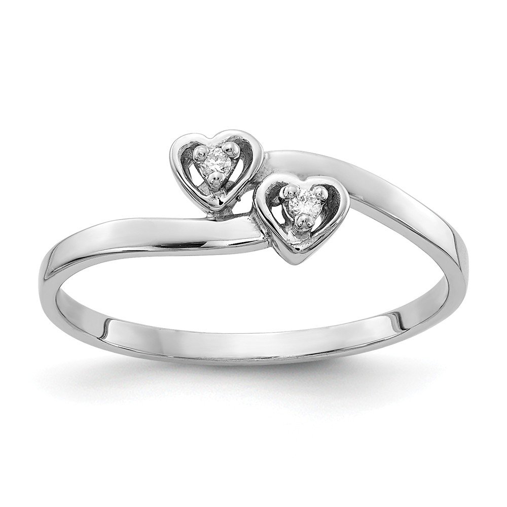 14K White Gold AA Diamond Heart Ring for Women - Size 6 | Elegant Valentine's Day Gift, Anniversary Jewelry, Bridal Party Accessory