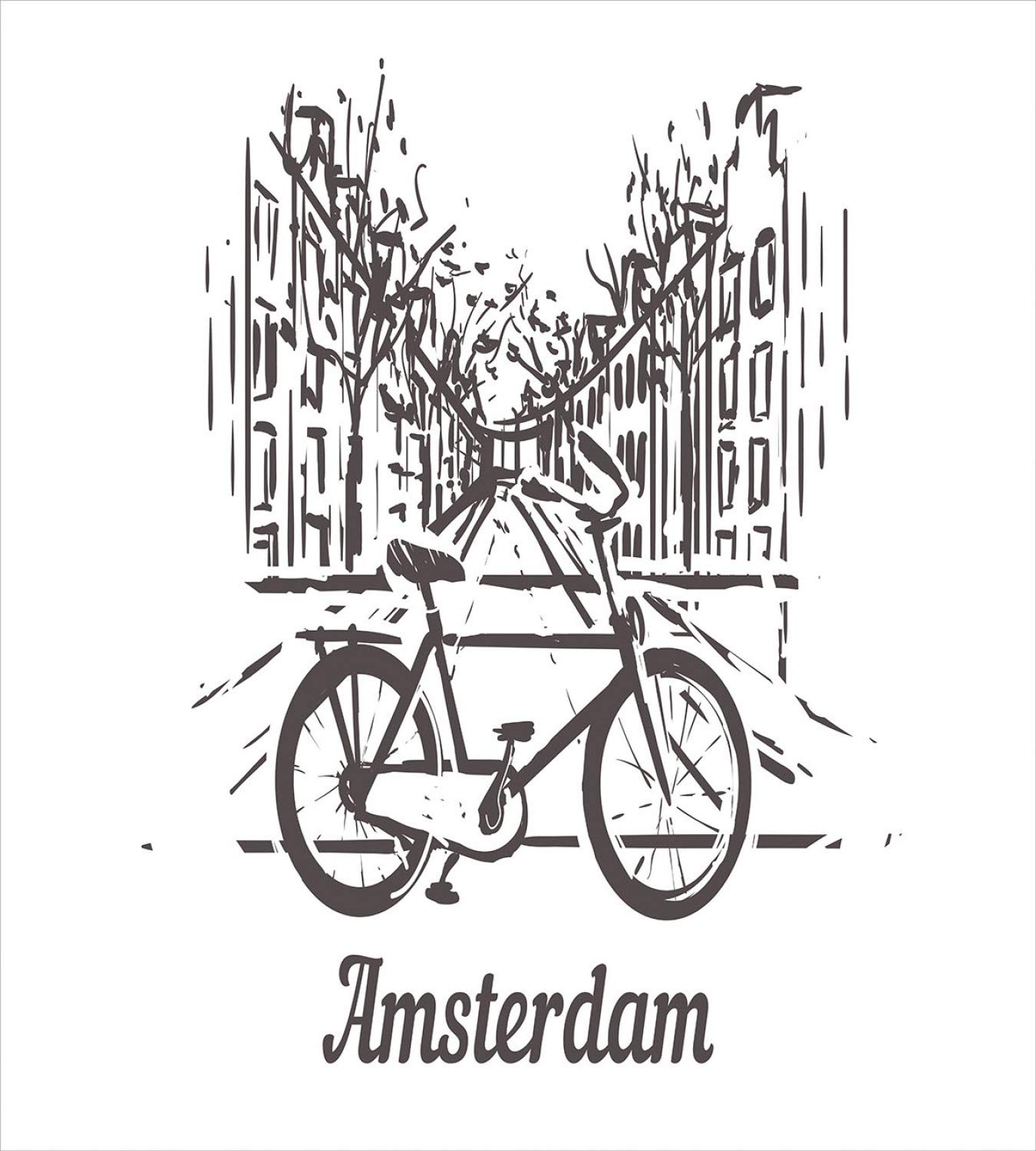 Ambesonne Amsterdam Duvet Cover Set - King Size 3-Piece Bedding with Bicycle Street Scene Design, Dark Grey & White - Perfect for Modern Bedrooms, Guest Rooms & Airbnb Stays