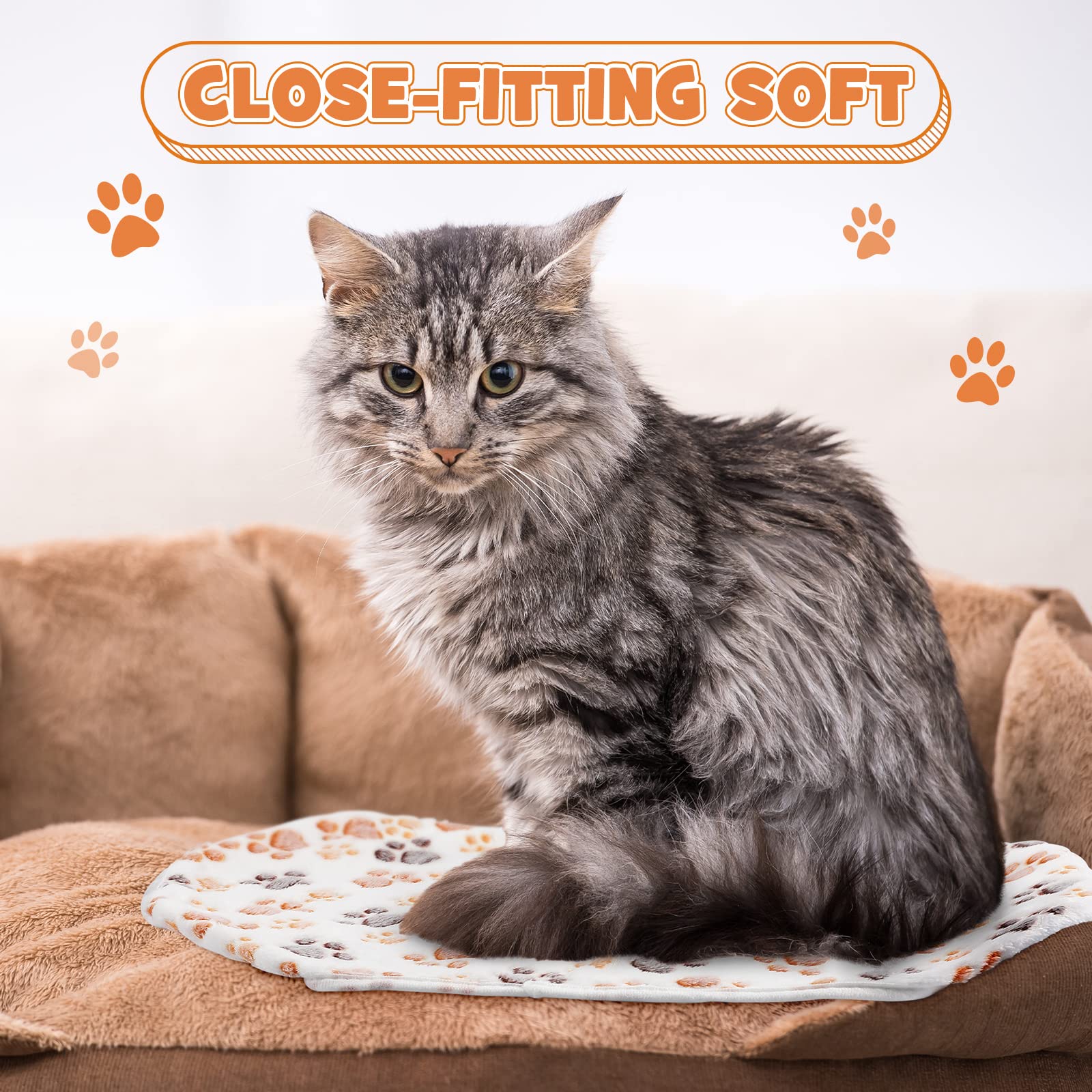 Soft Fleece Pet Blanket - Warm Fluffy Dog & Cat Bed Cover with Paw Print for Cozy Sleep (23x16 Inch, White)
