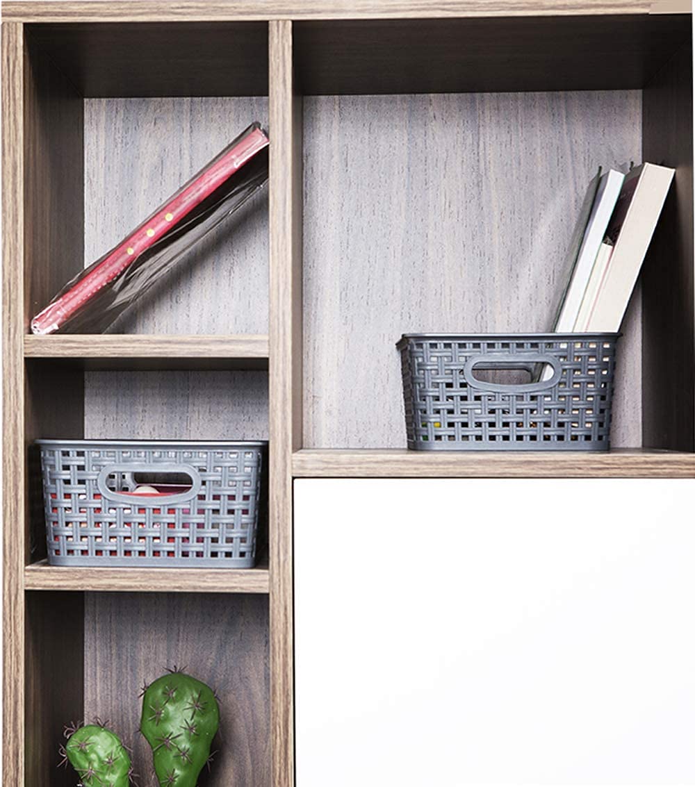 AREYZIN Small Plastic Storage Bins Set of 6 - Durable Pantry Organizer Baskets for Shelves, Countertops, Desktops, Cabinets & Bedrooms - Perfect for Home, Office, Kitchen & Bathroom Organization