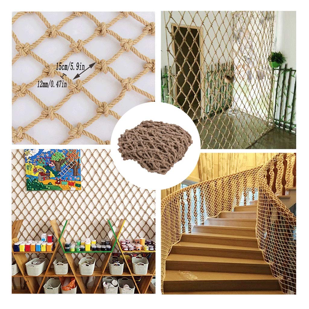 Natural Jute Hemp Rope Grid Decoration Net - 12mm Thick Mesh, 15cm Spacing (2x3m) - Ceiling Decor, Climbing Net, Room Partition, Photo Wall Backdrop, Stair Safety Fence, Child Protection Net - Perfect for Boho Home Decor, Play Areas & Nursery Safety
