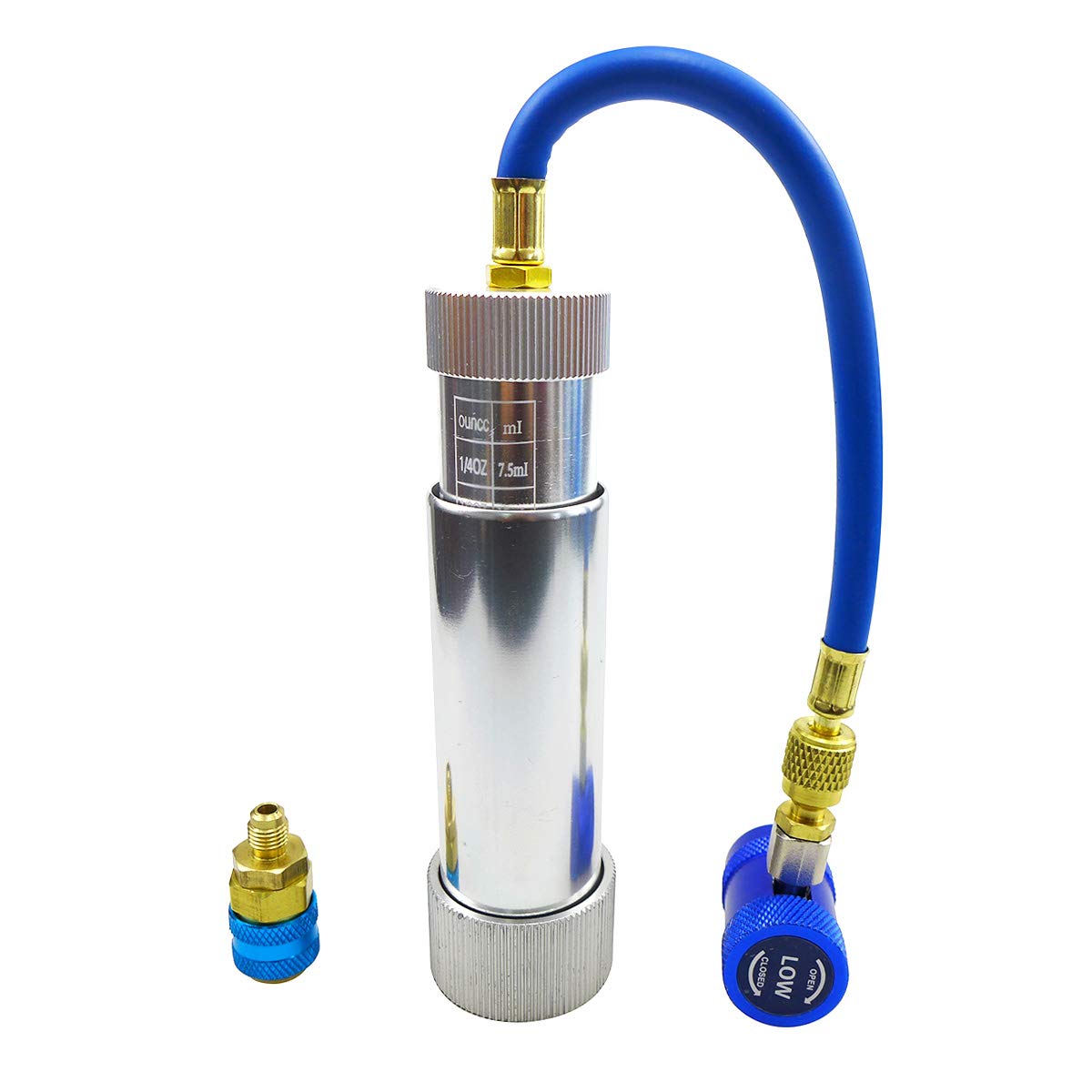 R1234yf Compressor Oil Dye Injector Kit with A/C R134a & Low R1234yf Quick Couplers - Professional Automotive AC Recharge Tool for Car & Truck Refrigerant Service
