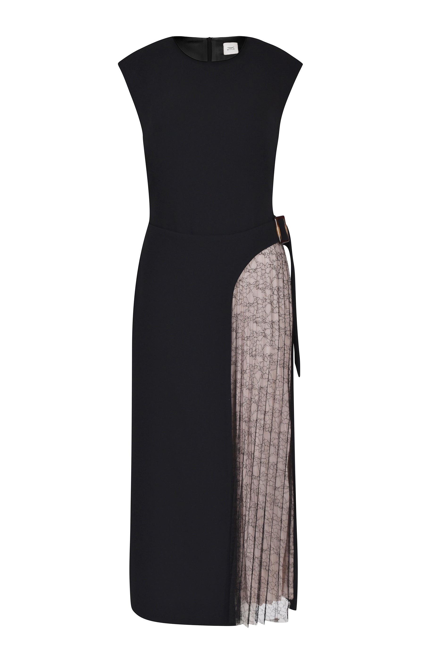 Husk Constantine Black Dress - Women's Elegant Midi Dress for Casual Wear, Office, and Special Occasions