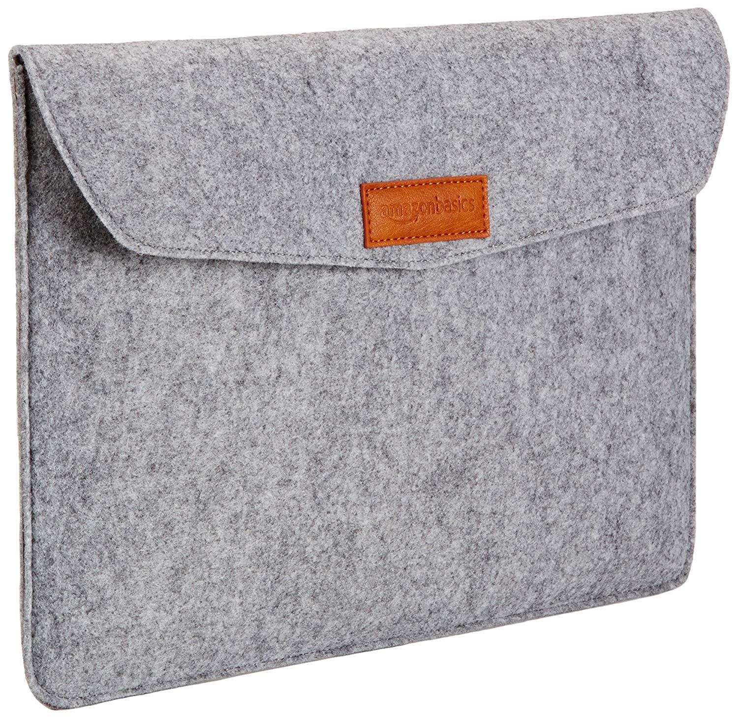 Amazon Basics 13 Inch Felt MacBook Laptop Sleeve Case - Light Grey Protective Cover for MacBook Air & Pro - Perfect for Travel, Office & School Use