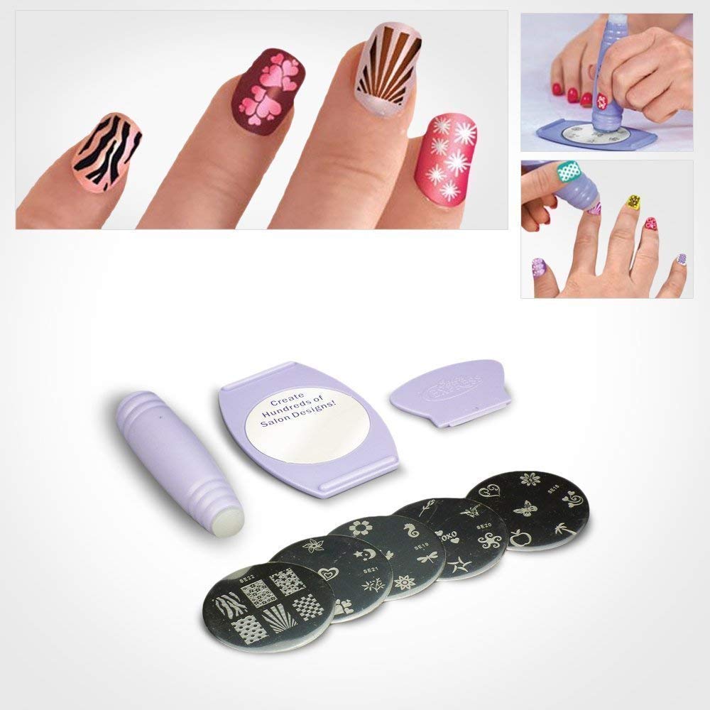 Salon Express Pro Nail Art Stamping Kit - Professional Manicure Set with Nail Decoration Printer (Blue) | Perfect for Home Nail Art, Salon Services & DIY Nail Designs