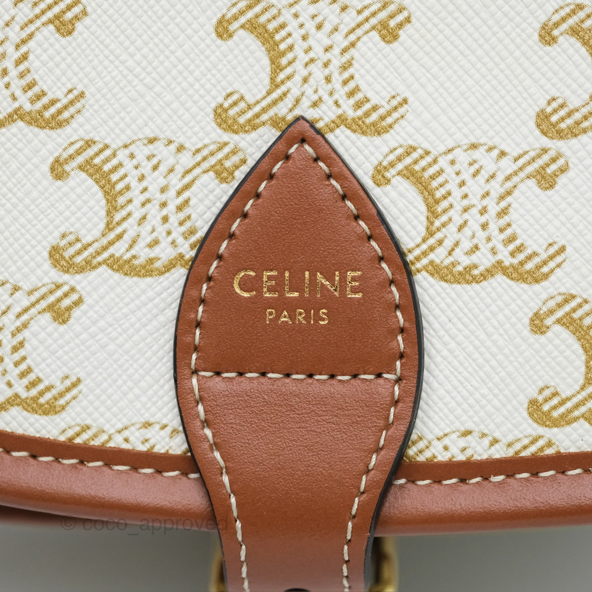 Celine Medium Triomphe Canvas Folco Bag in White - Luxury Handbag for Women, Perfect for Work, Travel & Everyday Use