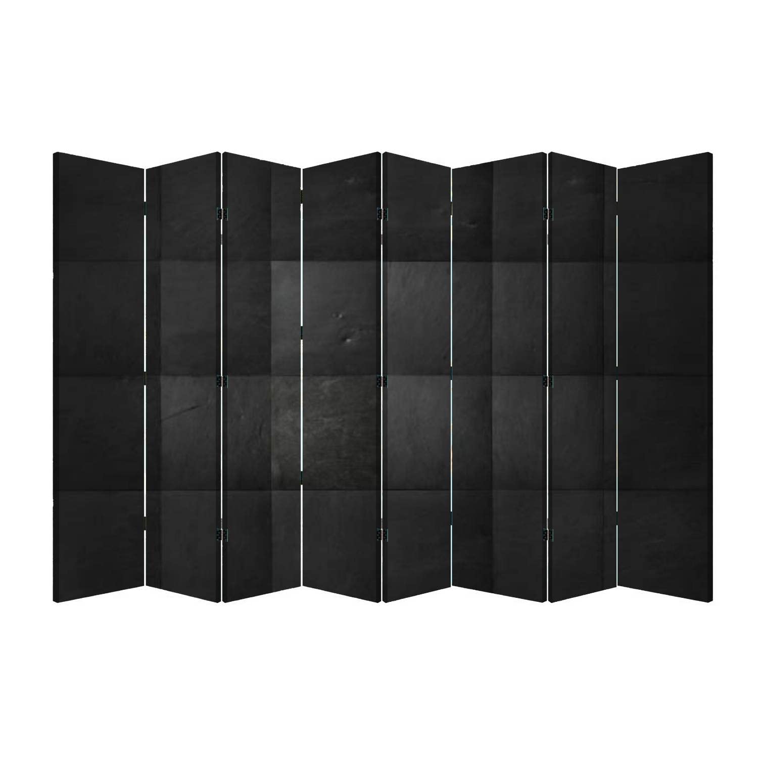 Black Slate Textured 8-Panel Folding Room Divider - Freestanding Privacy Screen for Home, Office & Bedroom - Portable Space Separator for Indoor Use