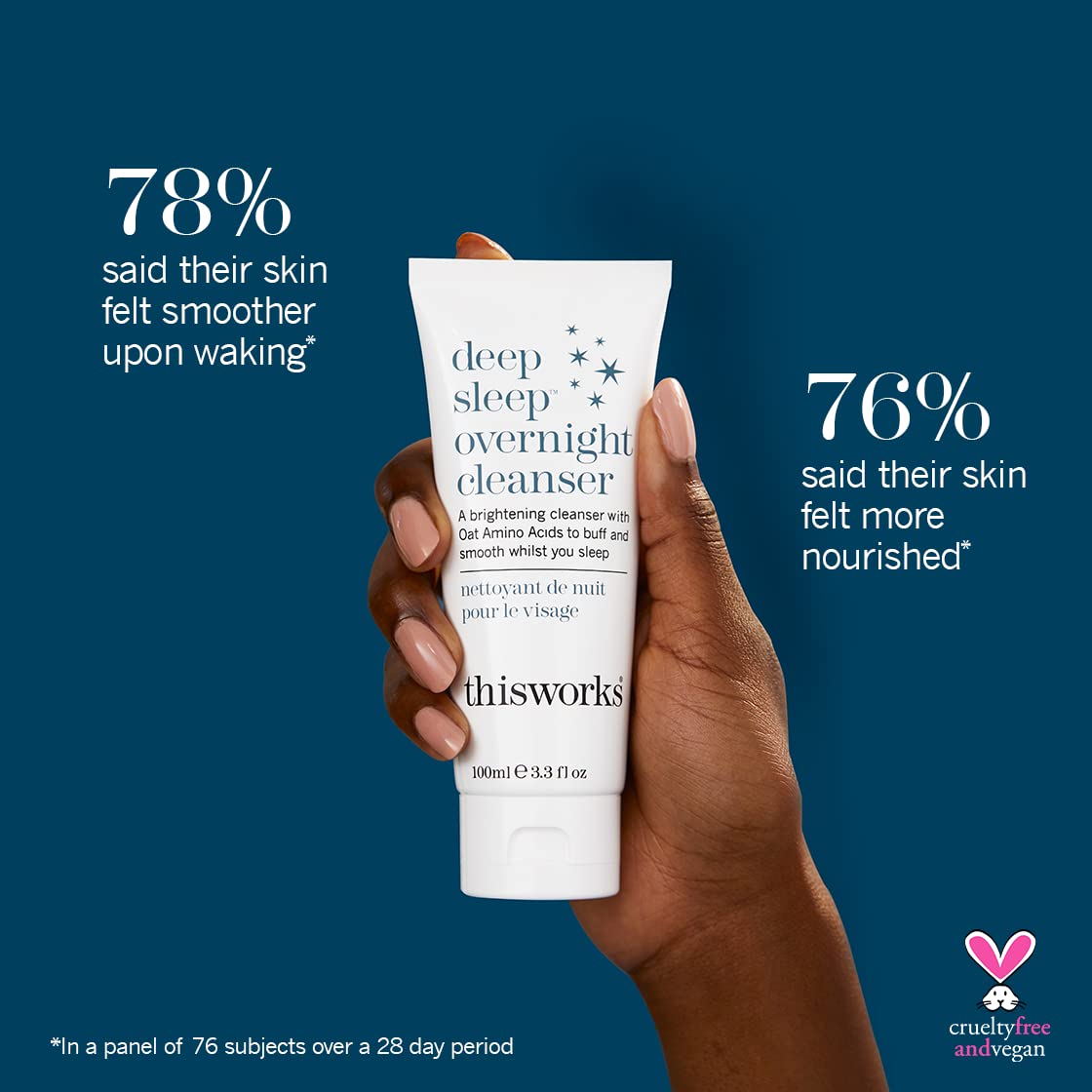 THISWORKS Deep Sleep Overnight Cleanser - Gentle Exfoliating Face Wash with Oat Amino Acids & Hyaluronic Acid for Hydration, 100ml | Nighttime Skincare Routine for Dry & Sensitive Skin