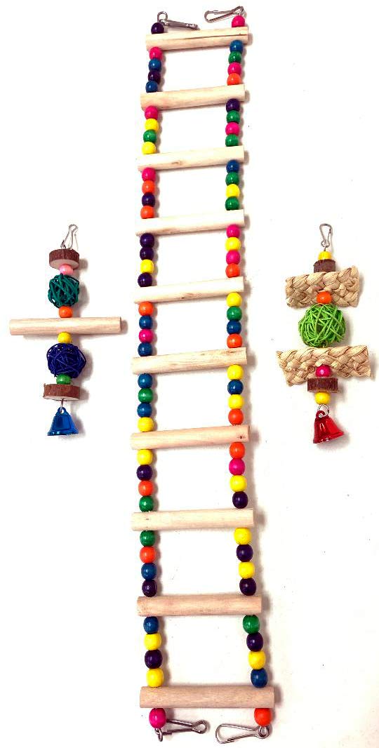 Bird Cage Accessories - Climbing Ladder, Swing Bridge & Chewing Hanging Toys for Parrots, Cockatiels & Small Birds | Perfect for Play, Exercise & Mental Stimulation