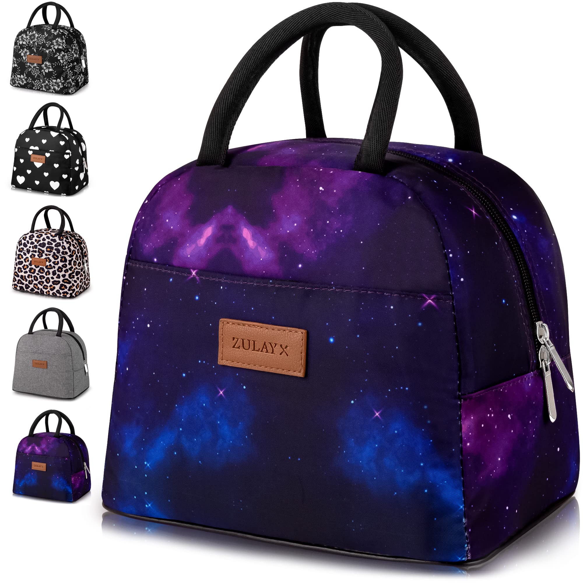 Zulay Insulated Lunch Box for Women & Men - Leakproof Tote Lunch Bag with Soft Padded Handles - Thermal Insulated Food Container for Work, School, Office, Picnics & Outdoor Activities (Galaxy Pattern)
