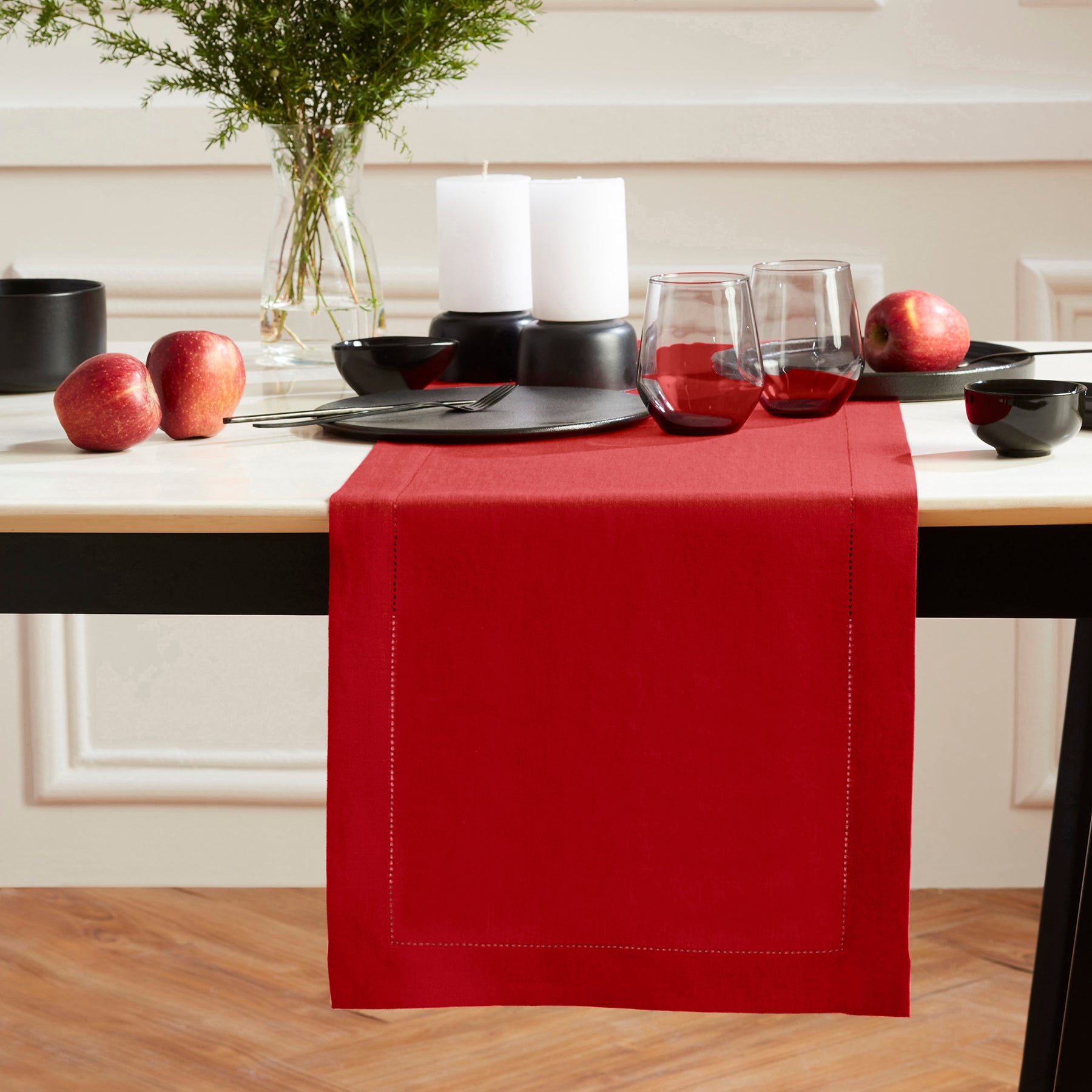 Sonoma Hemstitch Table Runner - Elegant Linen Table Decor for Dining & Special Occasions | Perfect for Weddings, Holidays & Home Decor