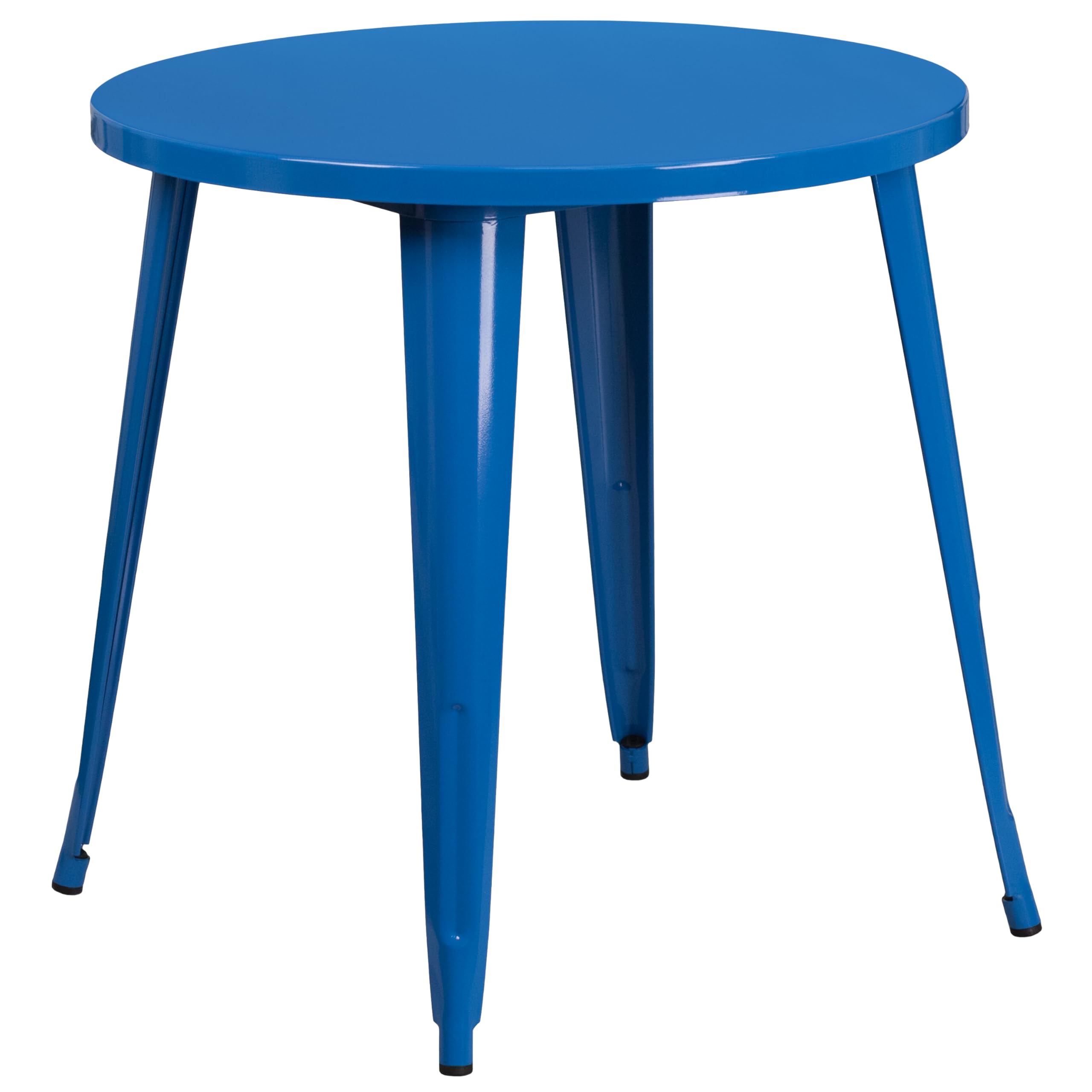 EMMA + OLIVER 30-Inch Round Blue Metal Bistro Table Set with 2 Matching Chairs - Indoor/Outdoor Cafe Dining, Patio Furniture for Restaurants, Coffee Shops & Home Use